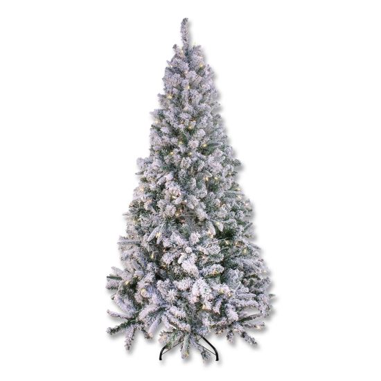 Pre-Lit Snowy Mixed Pine Tree, 44" x 44" x 78", Green Tree, Green Tree Stand1