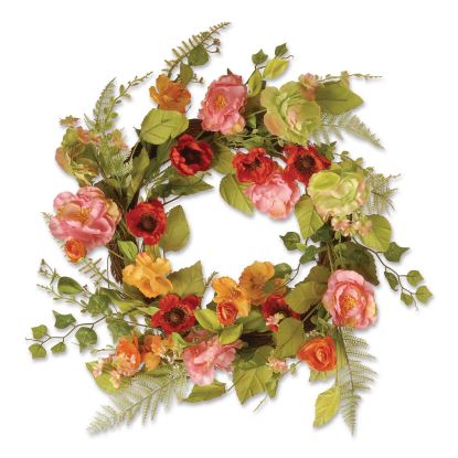 Spring Wreath, 22" Diameter x 3" h, Green/Pink/Red/Yellow1