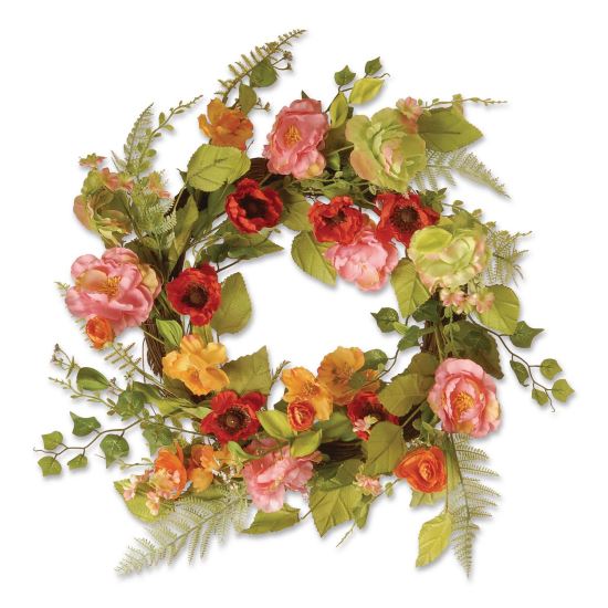 Spring Wreath, 22" Diameter x 3" h, Green/Pink/Red/Yellow1