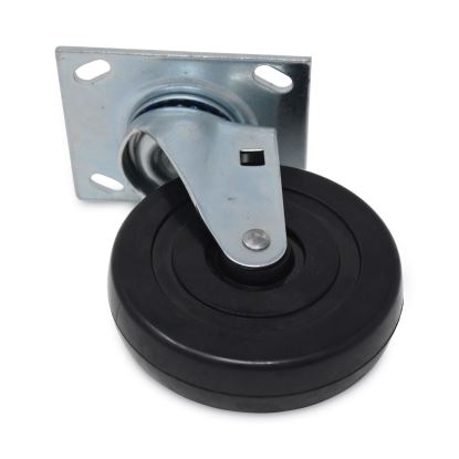 Replacement Plate Casters, Rigid Mount Plate, 5" Rubber Wheel, Black1