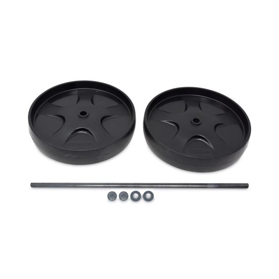 Wheel and Axle Kit for Janitorial Cleaning Cart, 8" Wheel, Black/Gray/Silver, 2/Set1
