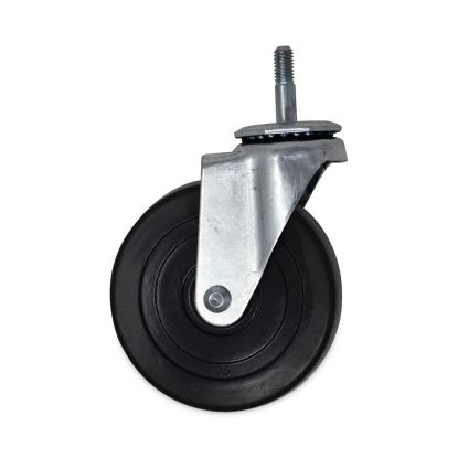Replacement Bayonet-Stem Swivel Casters, Threaded Stem (0.31" x 1.63"), 5" Hard Rubber Wheel, Black1