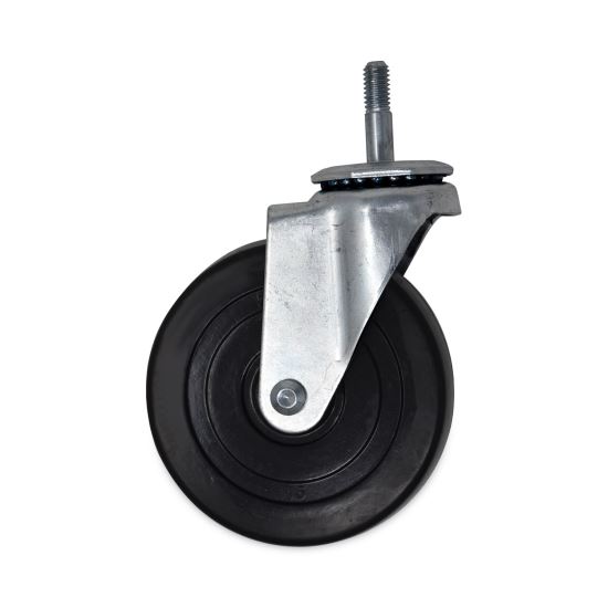 Replacement Bayonet-Stem Swivel Casters, Threaded Stem (0.31" x 1.63"), 5" Hard Rubber Wheel, Black1