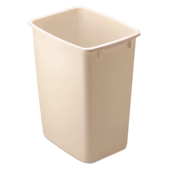 Open-Top Wastebasket, 9 gal, Plastic, Bisque, 6/Carton1