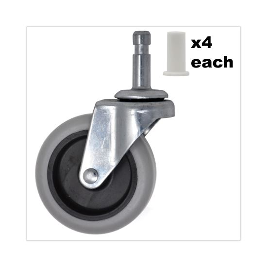 Replacement Bayonet-Stem Swivel Casters, Grip Ring Stem (0.5" x 1.25"), 3" Hard Rubber Wheel, Gray1