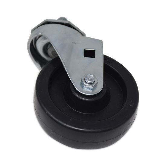 Replacement Bayonet-Stem Swivel Casters, Threaded Stem (0.5" x 1"), 4" Hard Rubber Wheel, Black1