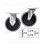 Replacement Plate Casters, (2) Rigid Mount Plate, (2) Swivel Mount Plate, 5" Soft Rubber Wheel, Gray, 4/Set1