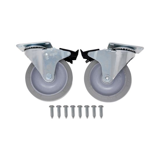 Caster Kit for Mega BRUTE Mobile Collector, Swivel Mount Plate, 5" Wheel, Black, 2/Set1