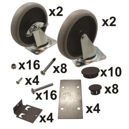 5-Inch Swivel and Rigid Plate Caster Kit with Hardware, Gray1