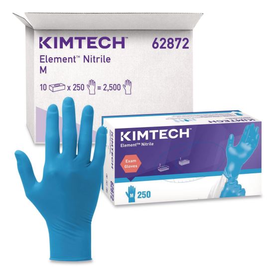 Element Nitrile Exam Gloves, Powder-Free, AQL 1.5, Medium, 3.2 mil Thick, 9.3" Long, Blue, 250/Box, 10 Boxes/Carton1