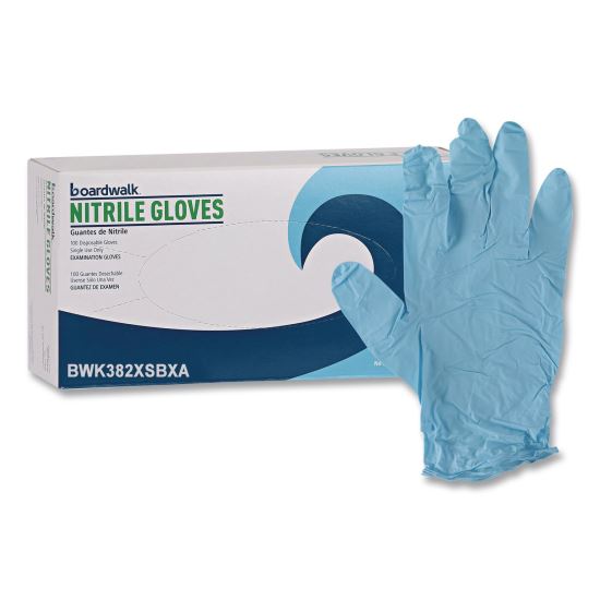 Disposable Examination Nitrile Gloves, Powder-Free, X-Small, 5 mil Thick, 9.5" Long, Blue, 100/Box1