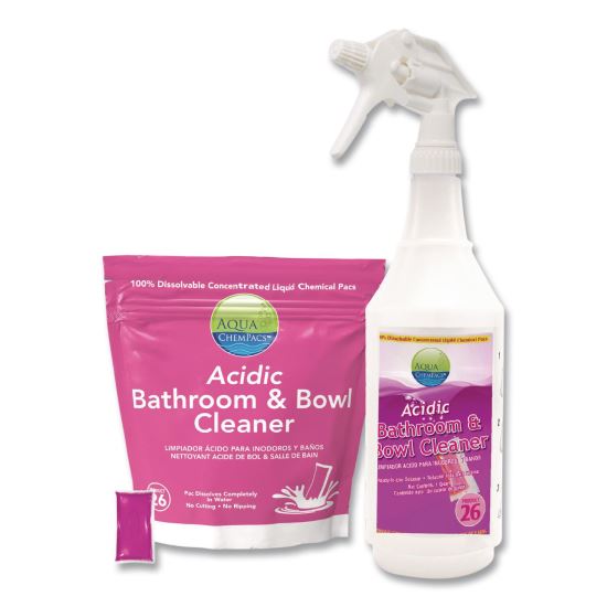 Acidic Bathroom and Bowl Cleaner, Lavender Scent, 4 g Packets, 12 Packets/Bag with 1 qt Spray Bottle1