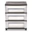 Three-Drawer Durable Storage Cart, Plastic, 22 x 15.69 x 25.48, Clear/Black1