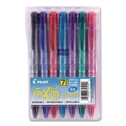 FriXion Ball Clicker Erasable Gel Pen, Retractable, Extra-Fine 0.5 mm, Assorted Ink and Barrel Colors, 7/Pack1