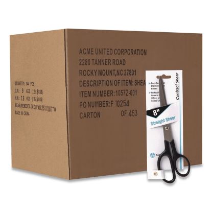 Straight Contract Scissors, 8" Long, 3" Cut Length, Straight Black Handle, 144/Carton1