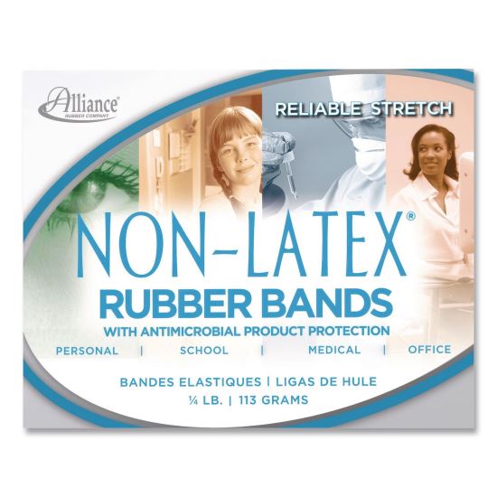 Antimicrobial Non-Latex Rubber Bands, Assorted Sizes, Cyan Blue, 250/Box1