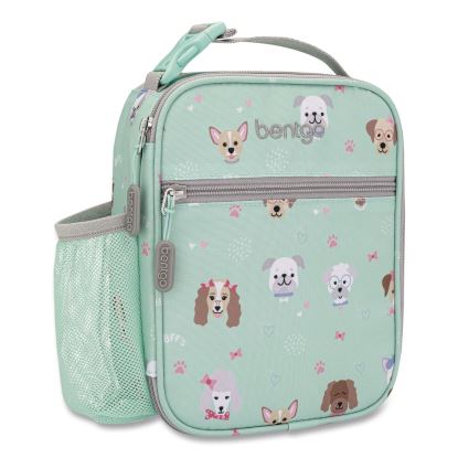 Kids Insulated Lunch Tote, Puppy Love Theme, 7.3" x 3.5" x 9.5", Mint Green/Multicolor1