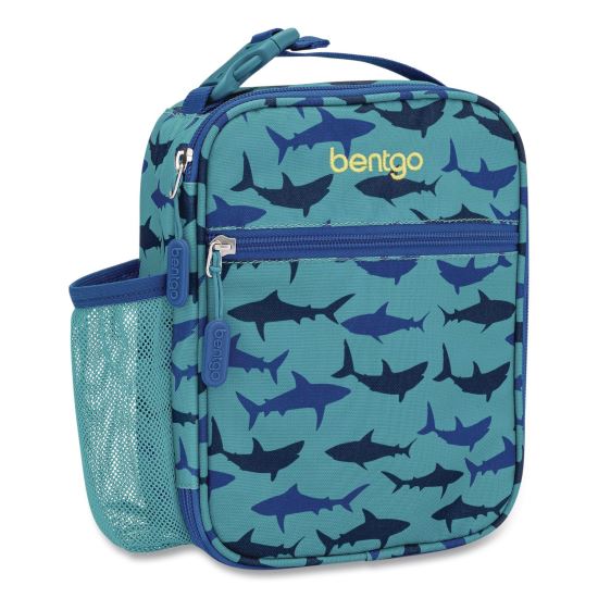 Kids Insulated Lunch Tote, Sharks Theme, 7.3" x 3.5" x 9.5", Turquoise/Blue1