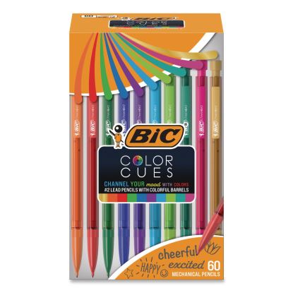 Color Cues Mechanical Pencils, 0.7 mm, HB (#2), Black Lead, Assorted Barrel Colors, 60/Box1