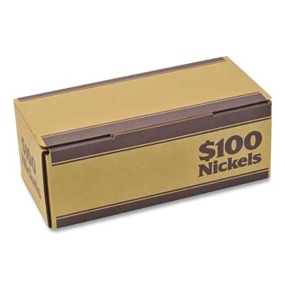 Nickels Coin Box, Accommodates $100 in Nickels, 15.5" x 19.25" x 4.5", Blue/Kraft, 50/Pack1