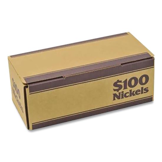Nickels Coin Box, Accommodates $100 in Nickels, 15.5" x 19.25" x 4.5", Blue/Kraft, 50/Pack1