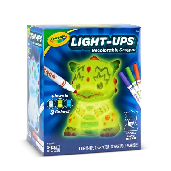 Light Ups Recolorable Dragon with (3) Ultra-Clean Washable Markers, Ages 4 and Up, 4 Pieces1