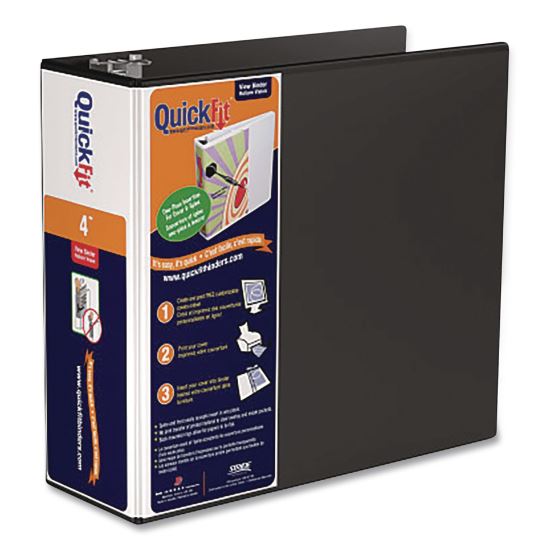 QuickFit D-Ring View Binder, 3 Rings, 4" Capacity, 11.5 x 8, Black1