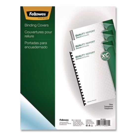 Futura Presentation Covers for Binding Systems, Round Corners, 8.5 x 11, Lined Transparent, 25/Pack1
