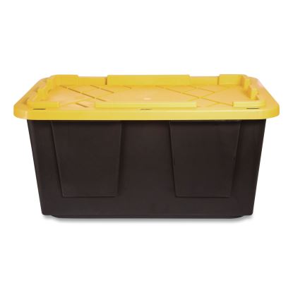 Storage Bin with Snap Lid, 108 qt, 20.5 x 30.5 x 14.7, Black/Yellow1