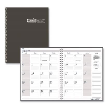 Recycled Academic Monthly Appointment Planner, 11 x 8.5, Charcoal Gray Cover, 14-Month: July 2025 to Aug 20261