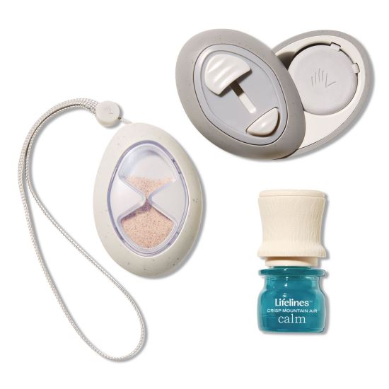 Essential Oil Meditative Grounding Stones and Crisp Mountain Air Essential Oil, Gray, 2/Pack1