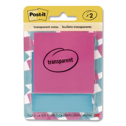 Transparent Notes, 2.88" x 2.88", Assorted Colors, 36 Sheets/Pad, 2 Pads/Pack1