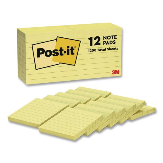 Original Pads in Canary Yellow, Note Ruled, 3" x 3", 100 Sheets/Pad, 12 Pads/Pack1