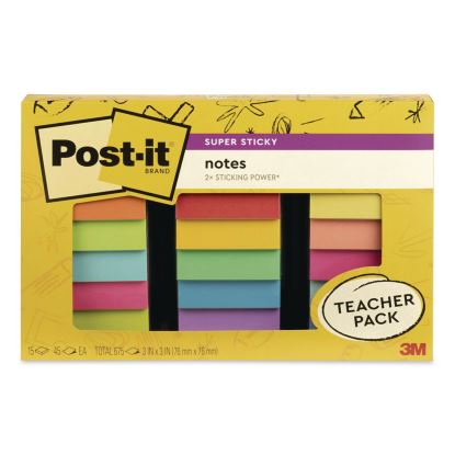 Pads in Assorted Collection Colors, Teacher's Pack, 3" x 3", Assorted Colors, 45 Sheets/Pad, 15 Pads/Pack1