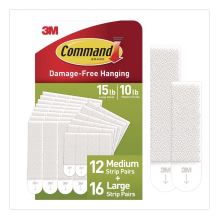 Damage-Free Hanging Picture Hanging Strip Pairs, (16) Large (0.75" x 3.65"), (12) Medium (0.63" x 2.75"), White, 28/Pack1