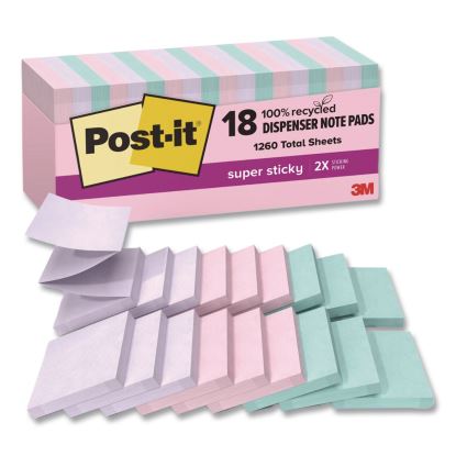 Recycled Pop-up Notes in Wanderlust Pastel Colors, Cabinet Pack, 3" x 3", Assorted Colors, 70 Sheets/Pad, 18 Pads/Pack1