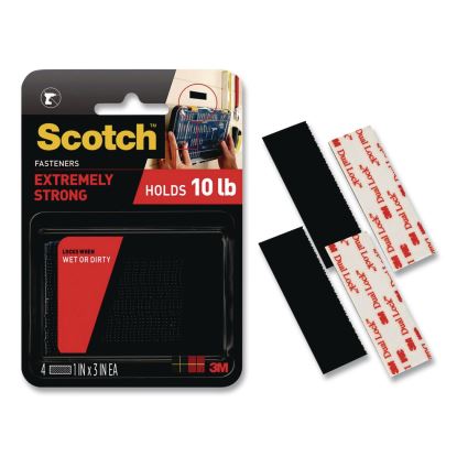 Extreme Fasteners, 1" x 3", Black, 2 Sets of Strips/Pack1