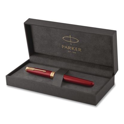 Sonnet Fountain Pen with Gift Box, Medium Fountain Nib, Red Ink, Red Lacquer/Gold Barrel1
