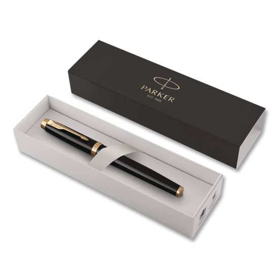 IM Fountain Pen with Gift Box, Medium Fountain Nib, Blue Ink, Black Lacquer/Gold Barrel1