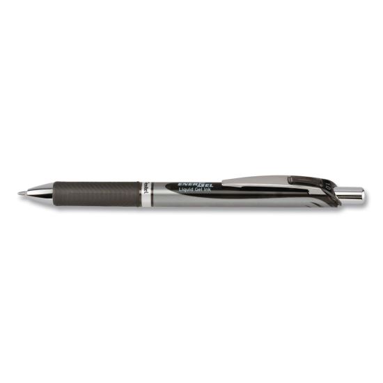EnerGel RTX Gel Pen, Retractable, Bold 1 mm, Black Ink, Black/Gray Barrel, Dozen1