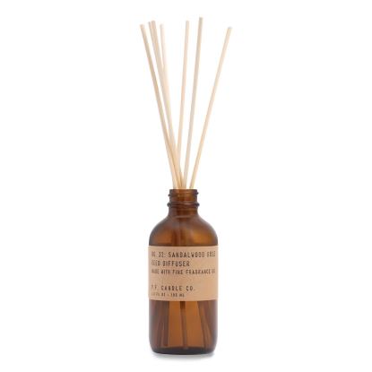Reed Diffuser, Sandalwood Rose, 3.5 oz, 4.25" Bottle, 9" Reeds, Amber1