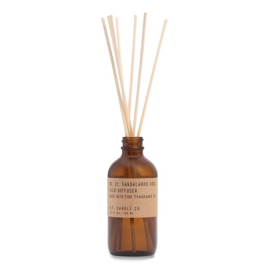 Reed Diffuser, Sandalwood Rose, 3.5 oz, 4.25" Bottle, 9" Reeds, Amber1
