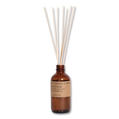 Reed Diffuser, Teakwood and Tobacco, 3.5 oz, 4.25" Bottle, 9" Reeds, Amber1