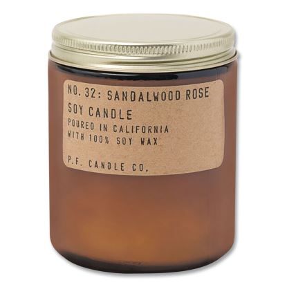 Sandalwood Rose Soy Candle, 40 to 50 Hours Burn Time, 2.9" d x 3.5" h, 7.2 oz, Amber1