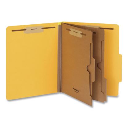 Heavy-Duty Pressboard Classification Folder, Expands 2", 2 Full-Pocket Dividers, 6 Fasteners, Letter Size, Yellow, 10/Box1