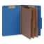 Heavy-Duty Pressboard Classification Folder, 2/5-Cut Tab: Right, Expands 3", 3 Dividers, 8 Fasteners, Legal Size, Blue, 10/BX1