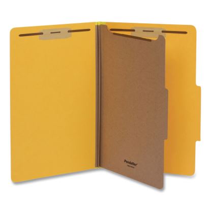 Heavy-Duty Pressboard Classification Folder, 2/5-Cut Tab, Expands 2", 1 Divider, 4 Fasteners, Legal Size, Yellow, 10/Box1