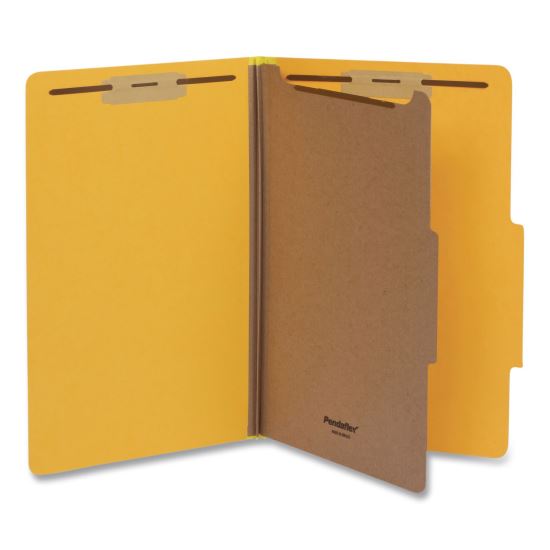 Heavy-Duty Pressboard Classification Folder, 2/5-Cut Tab, Expands 2", 1 Divider, 4 Fasteners, Legal Size, Yellow, 10/Box1