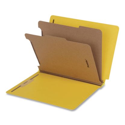 Heavy-Duty Pressboard End Tab Classification Folders, Expands 2", 2 Dividers, 6 Fasteners, Letter Size, Yellow, 10/Box1