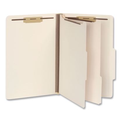 Heavy-Duty Pressboard Classification Folder, 2/5-Cut Tab, Expands 2", 2 Dividers, 6 Fasteners, Legal Size, Manila, 10/Box1